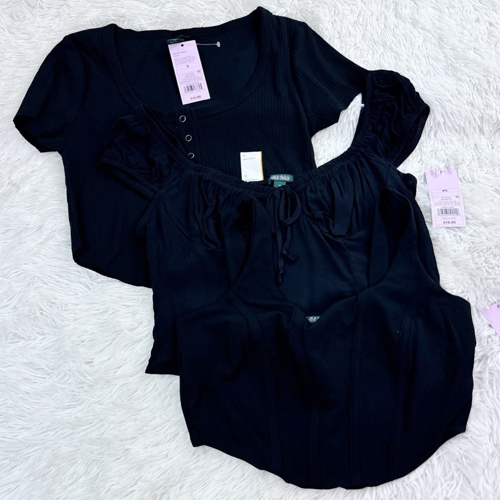 Wild Fable NWT set of 3 crop tops in black
